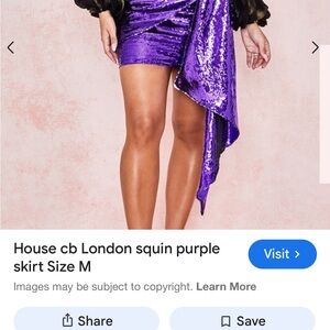 House of CB Purple Sequin High Low Skirt
